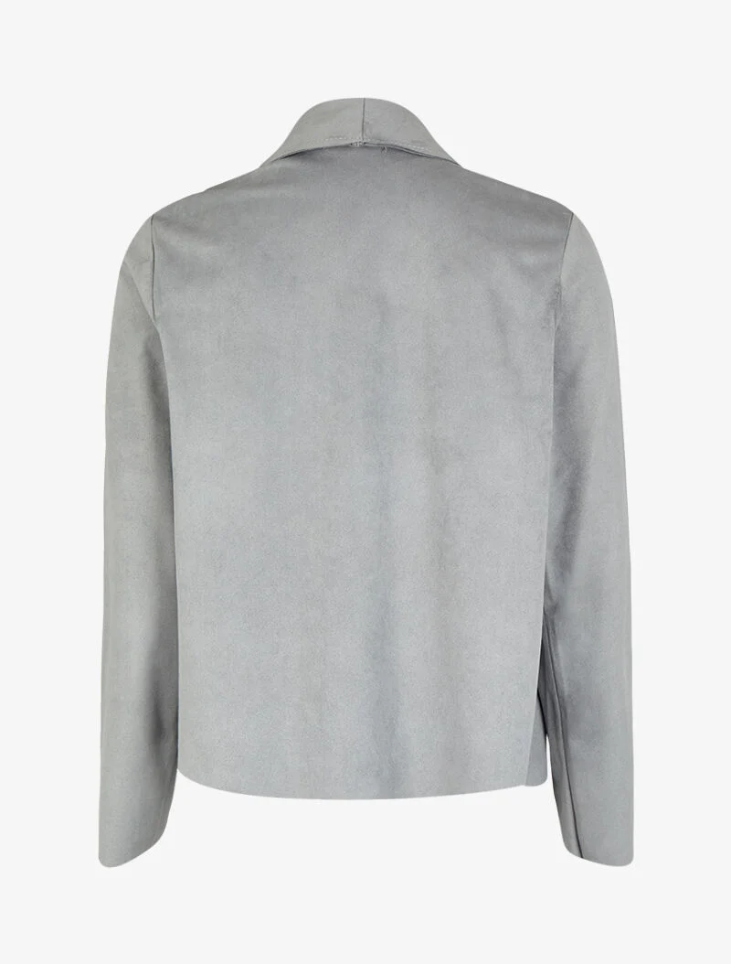 Veste en suédine à pans asymétriques - Gris - Image 2