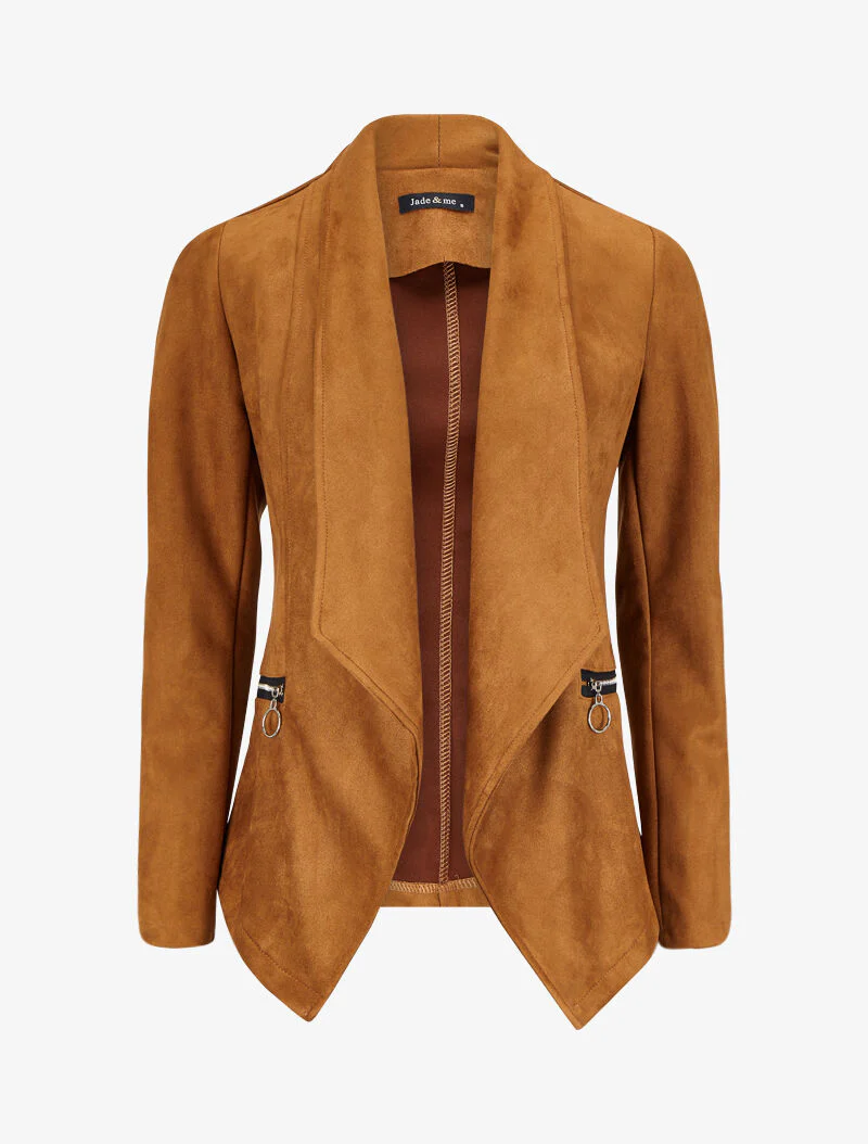 Veste en suédine à pans asymétriques - Camel