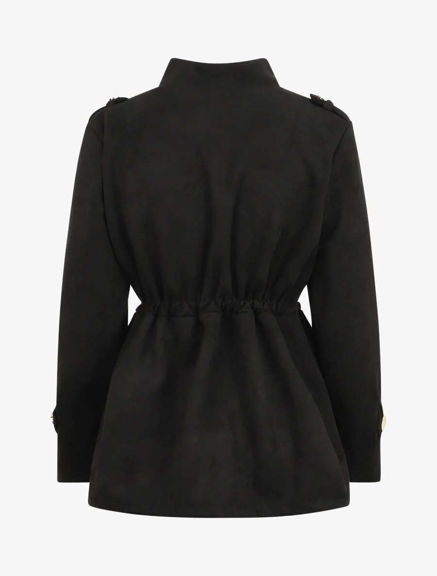 Veste en suédine à poches à rabat - Noir - Image 3