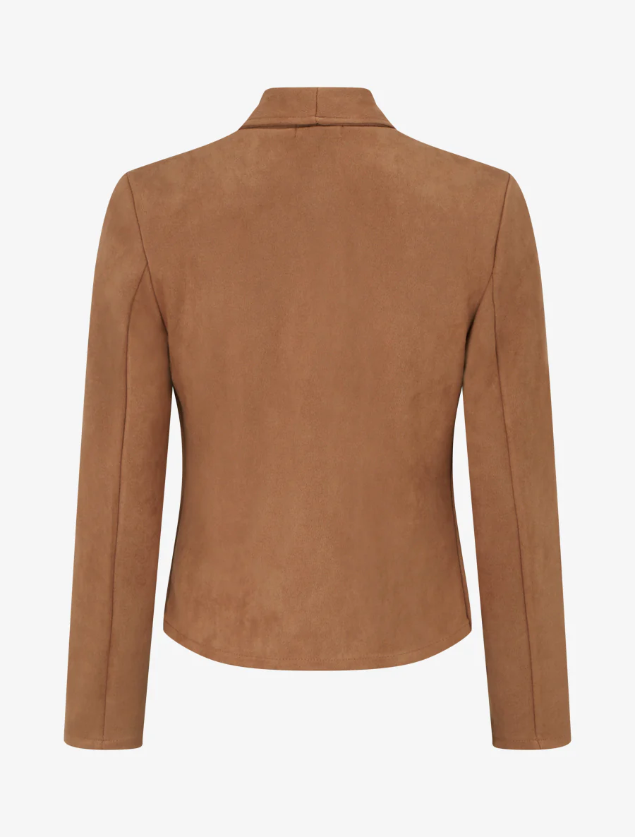 Veste en suédine à poches décoratives zippées - Marron clair - Image 2