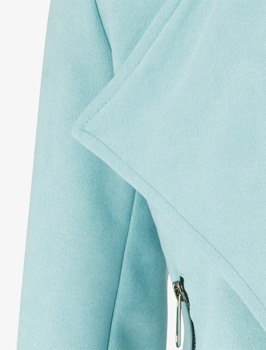 Veste en suédine à poches décoratives zippées - Vert d'eau - Image 3