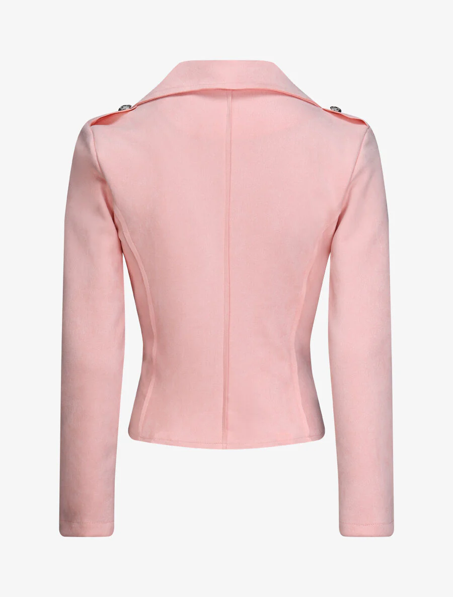 Veste en suédine à zip asymétrique - Rose - Image 2
