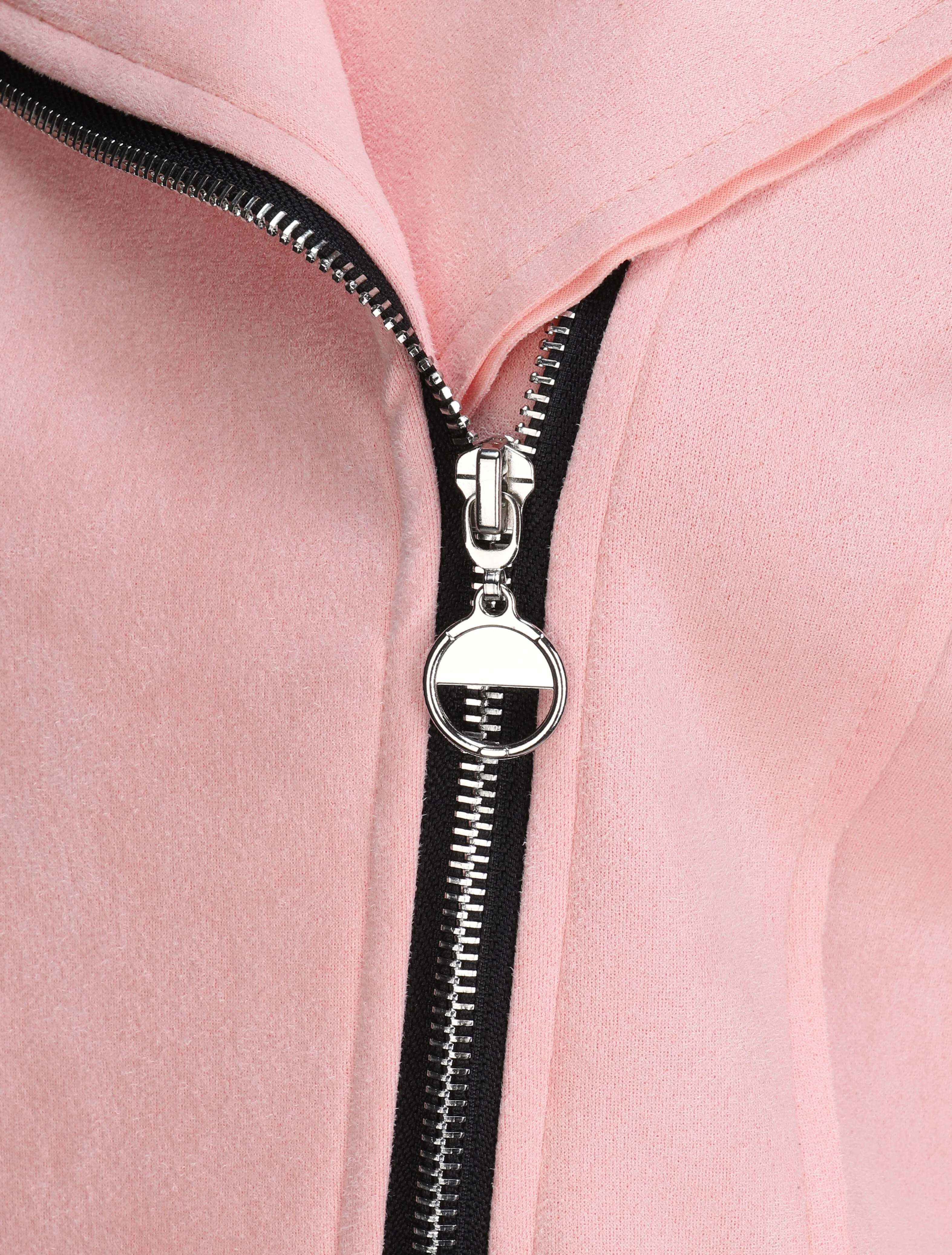 Veste en suédine à zip asymétrique - Rose - Image 3