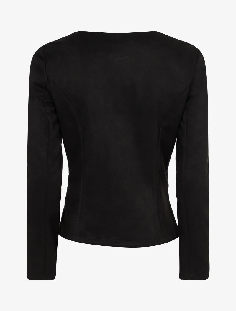 Veste en suédine à zips décoratifs - noir - Image 2