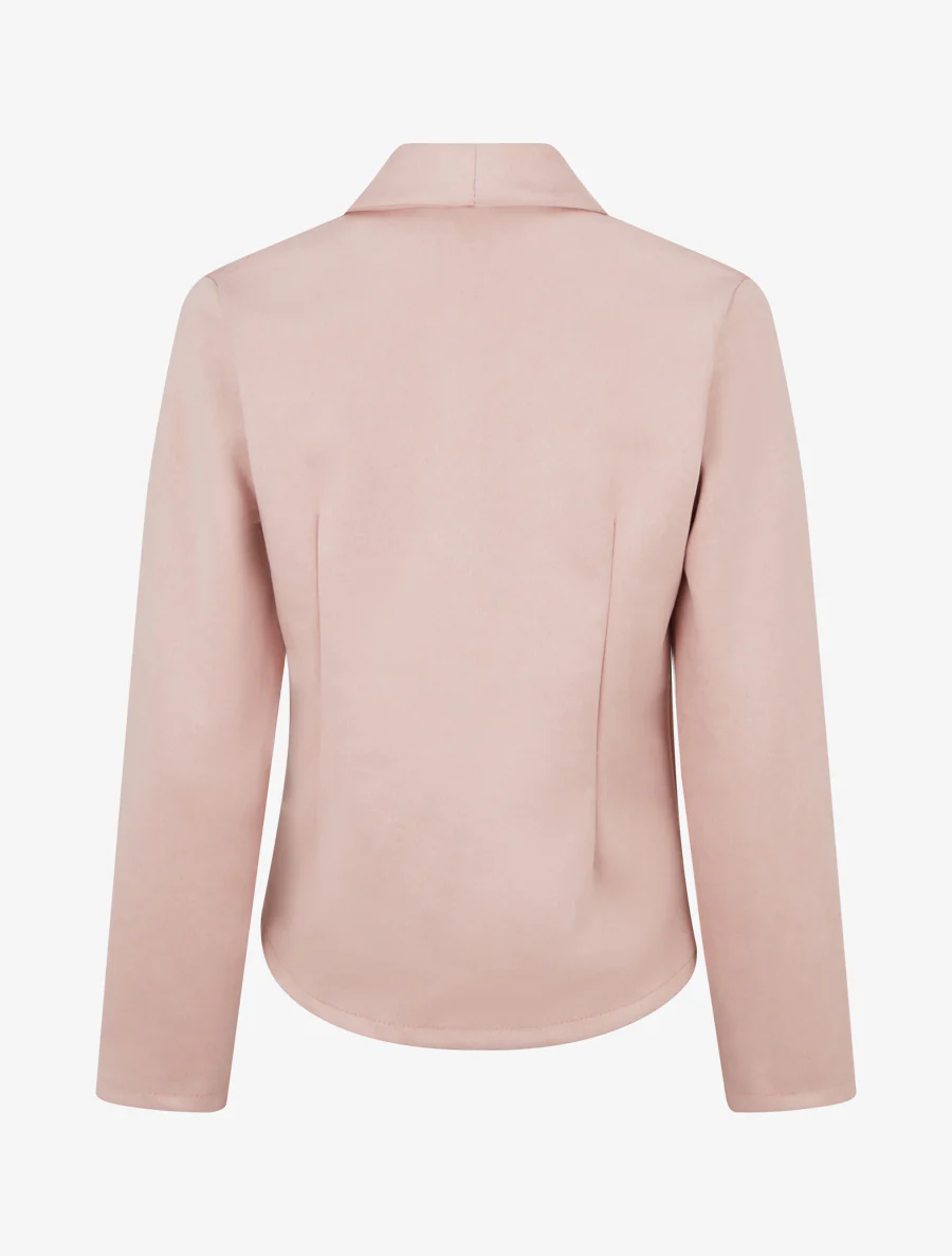Veste en suédine droite à col châle - Rose - Image 2