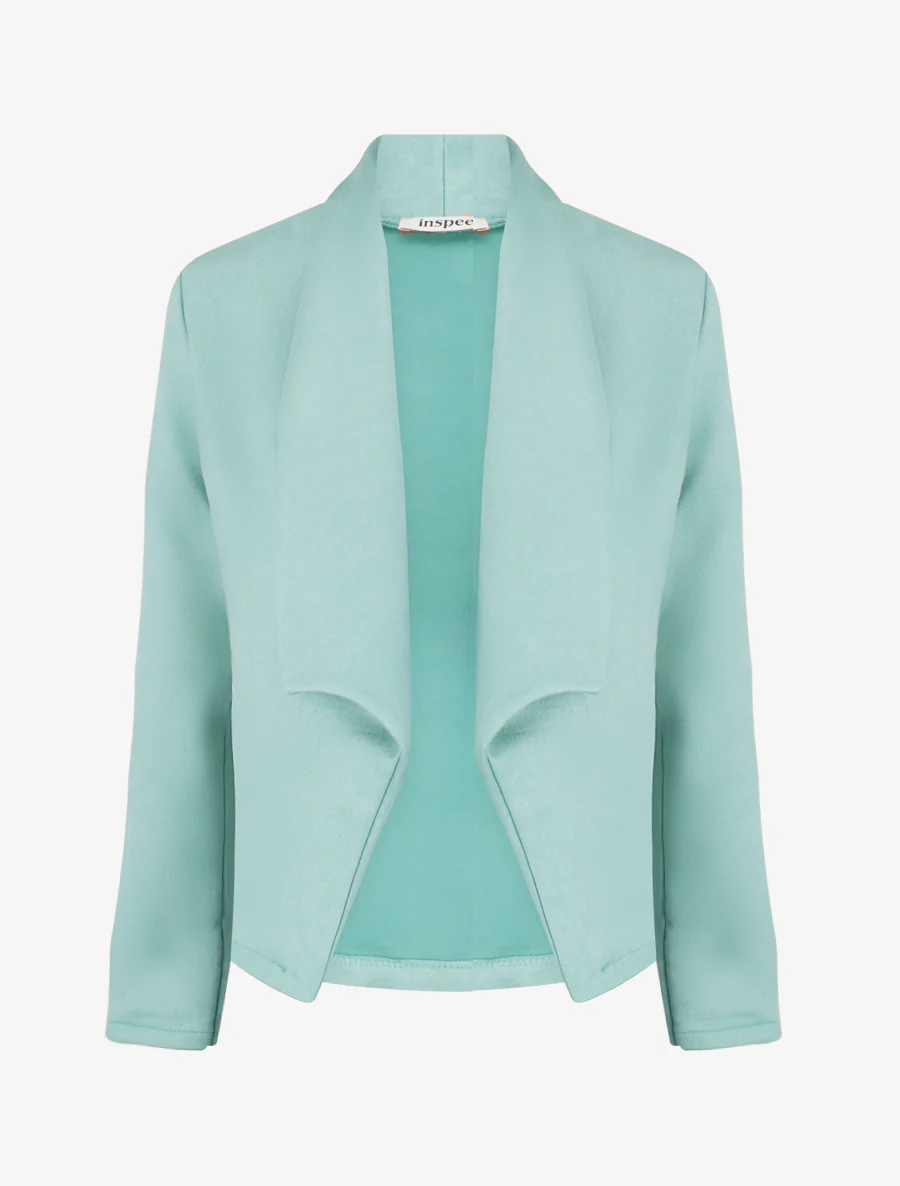 Veste en suédine droite à col châle - Vert d'eau