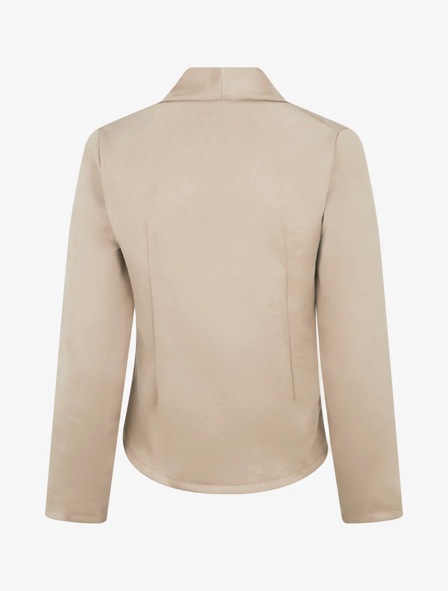 Veste en suédine droite à col châle - Beige - Image 2