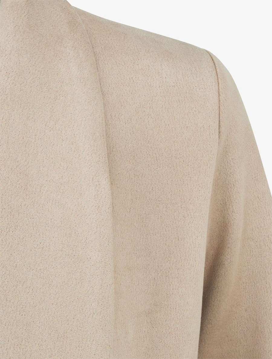 Veste en suédine droite à col châle - Beige - Image 3