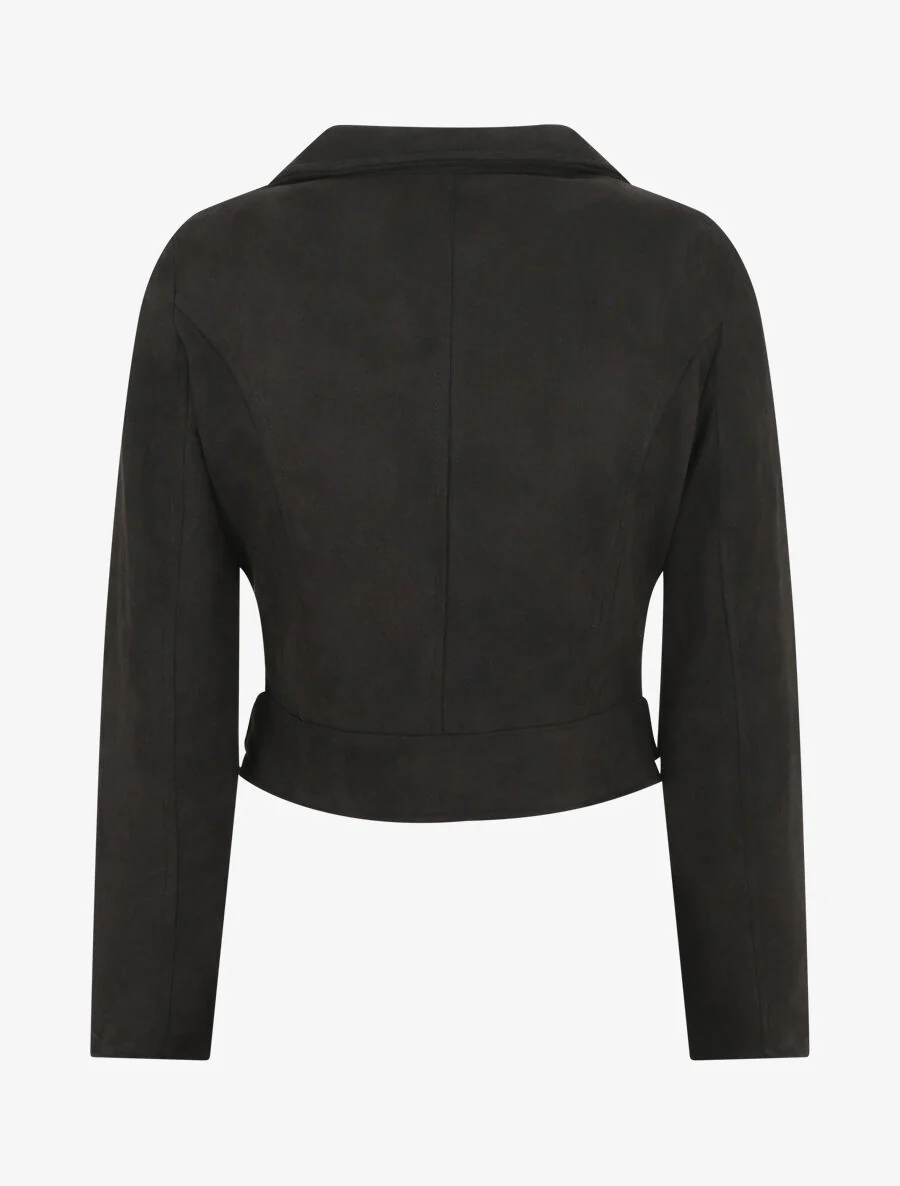 Veste en suédine style perfecto - Noir - Image 2