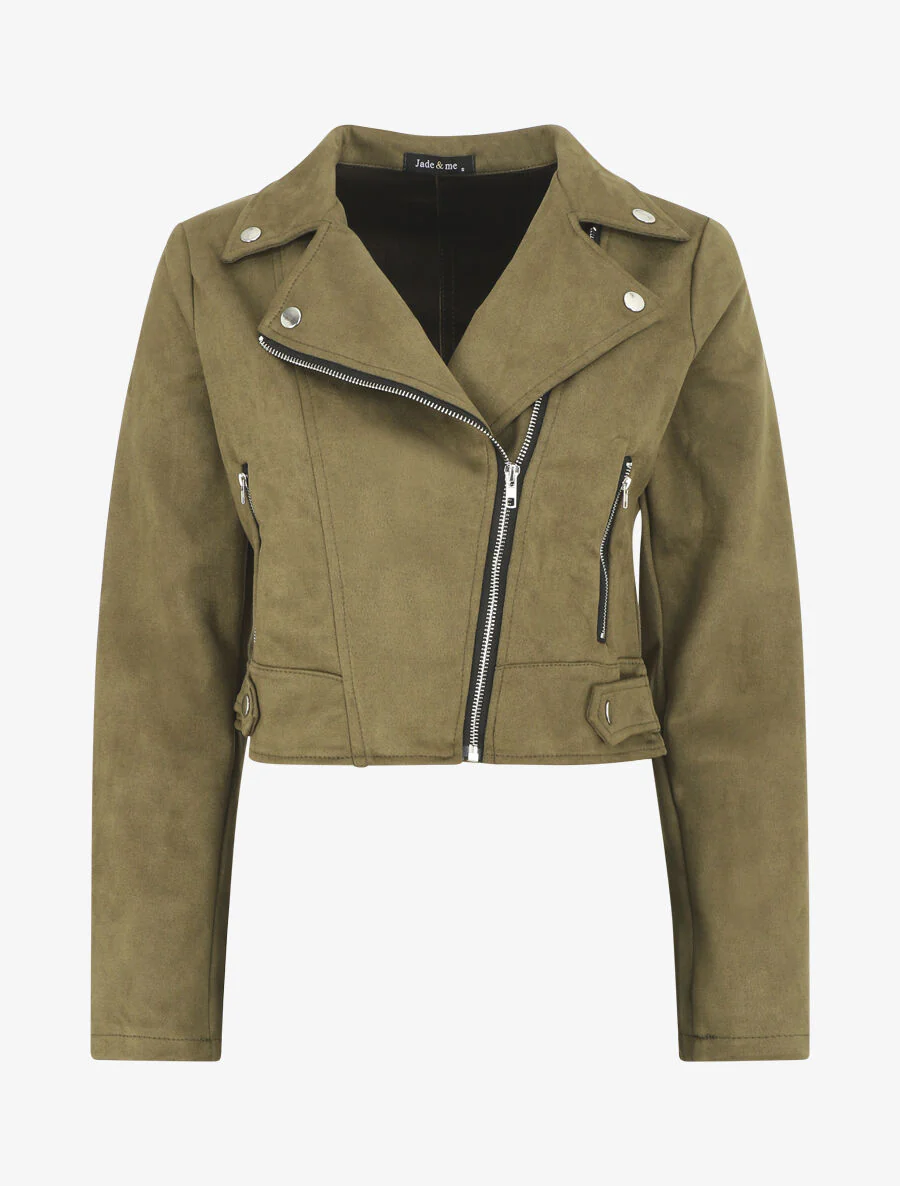 Veste en suédine style perfecto - Kaki