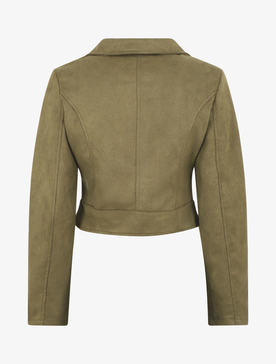 Veste en suédine style perfecto - Kaki - Image 2