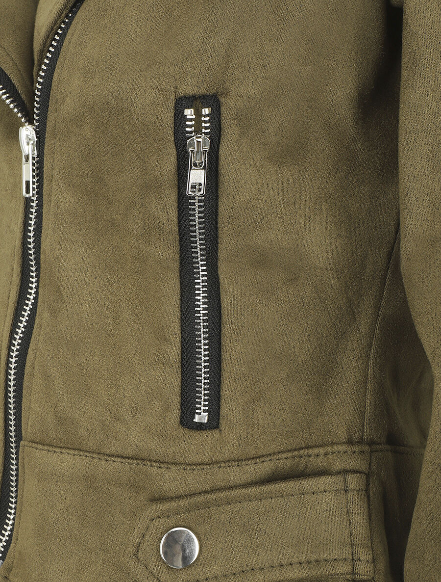 Veste en suédine style perfecto - Kaki - Image 3