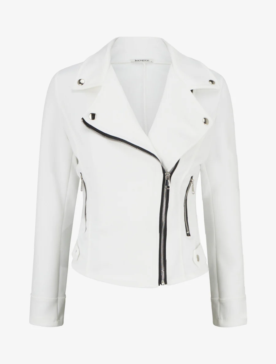 Veste en suédine style perfecto - Blanc