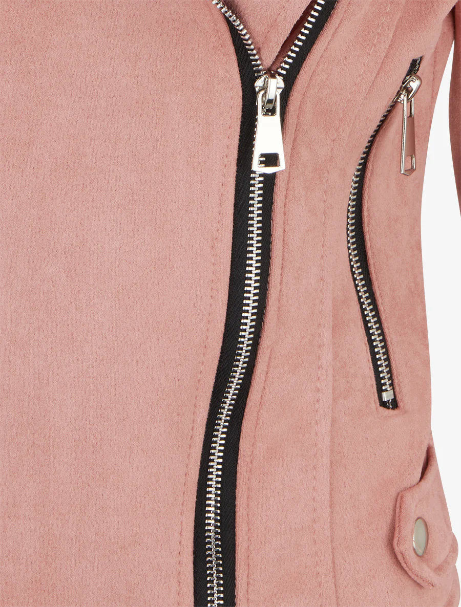 Veste en suédine style perfecto - Vieux rose - Image 3