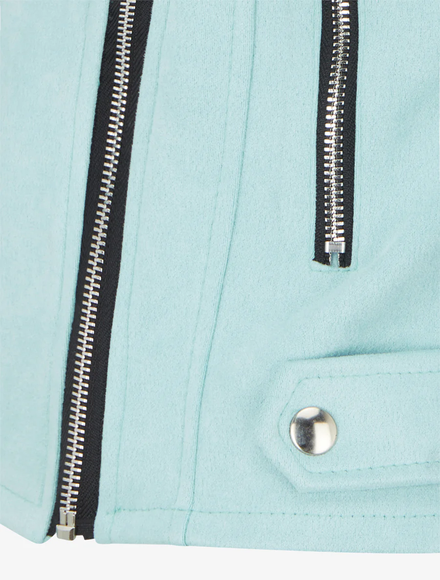 Veste en suédine style perfecto - Turquoise - Image 3