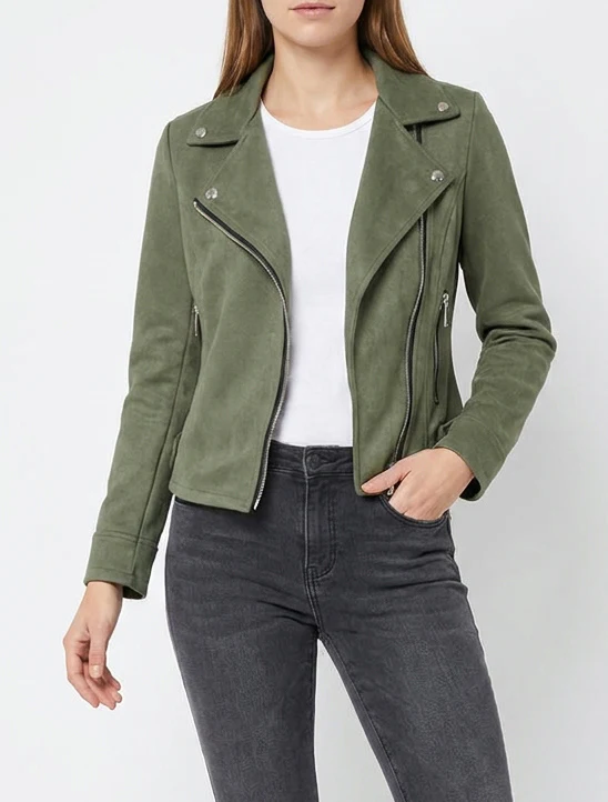 Veste en suédine style perfecto - Kaki - Image 4