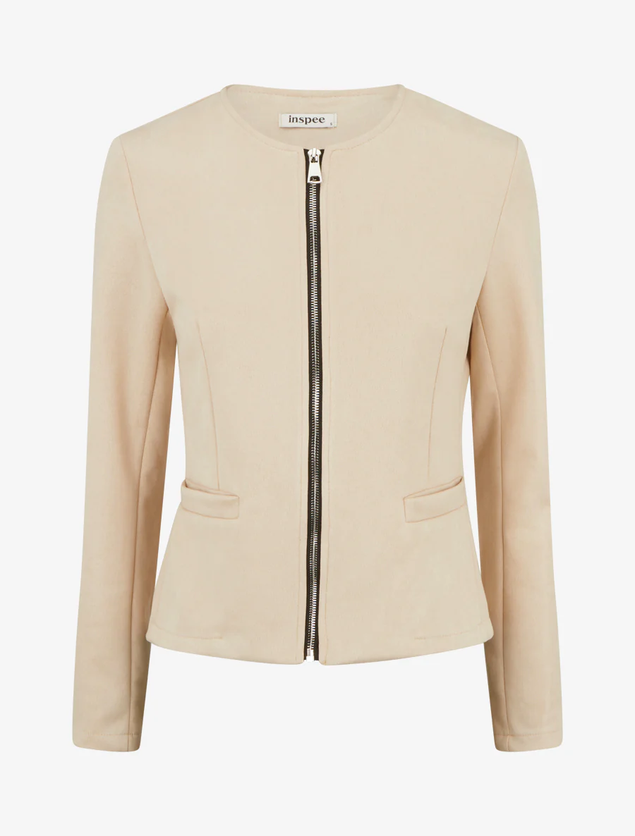 Veste en suédine zippée - Beige clair