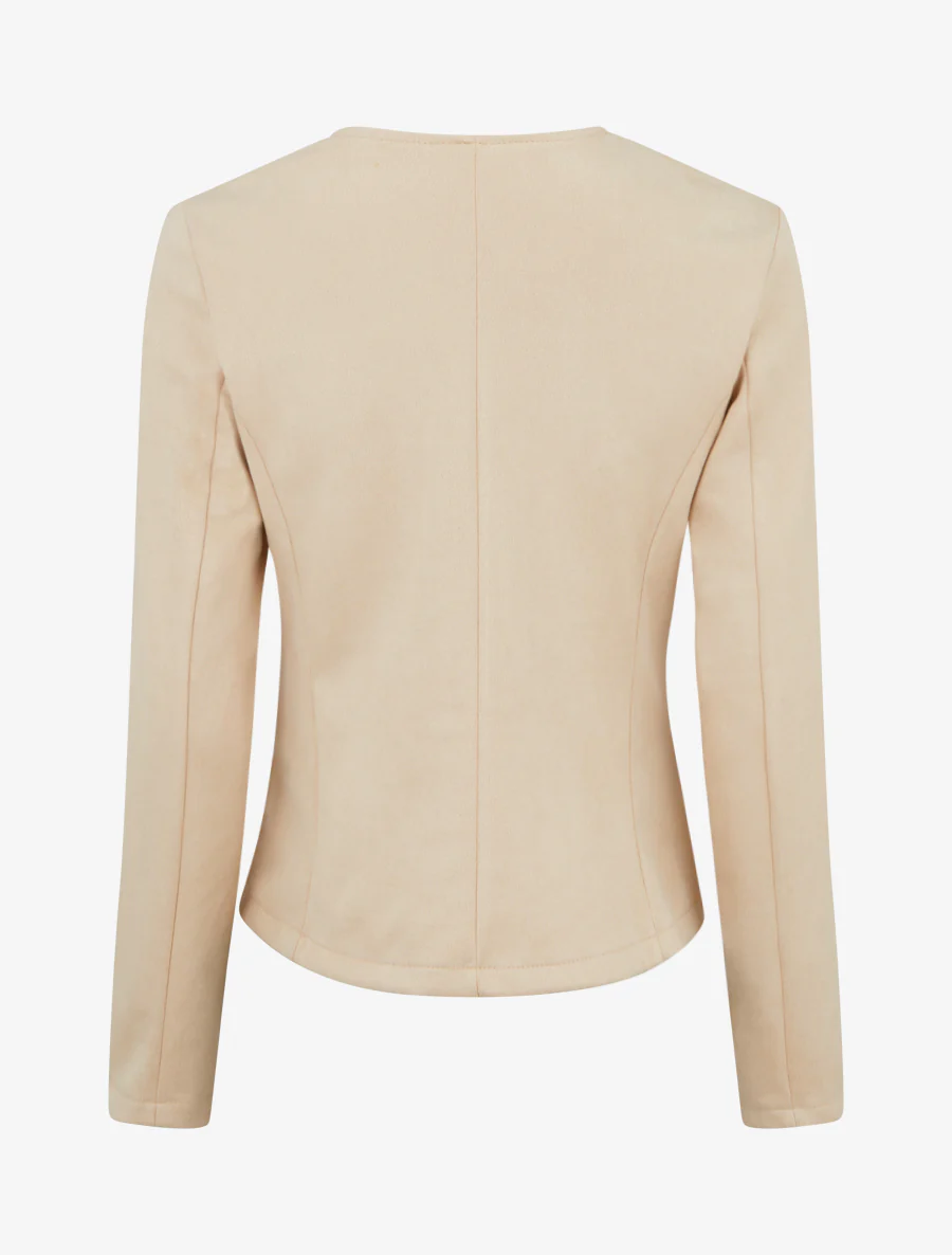 Veste en suédine zippée - Beige clair - Image 2