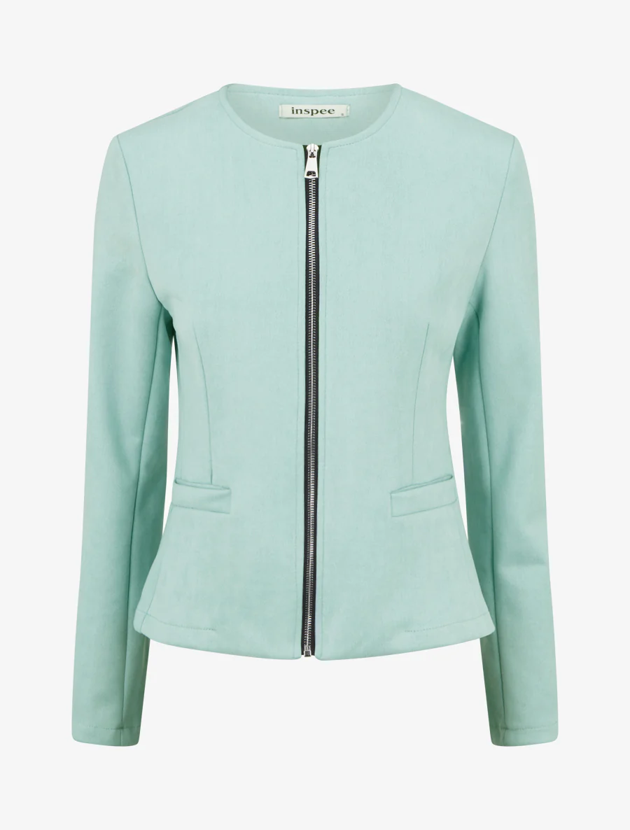 Veste en suédine zippée - Turquoise