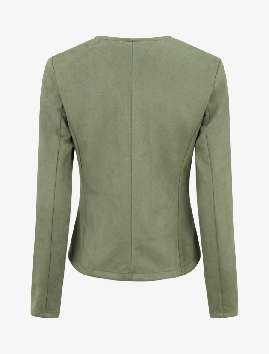 Veste en suédine zippée - Kaki - Image 2