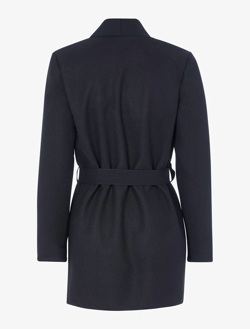 Veste fine ceinturée en feutrine - noir - Image 2