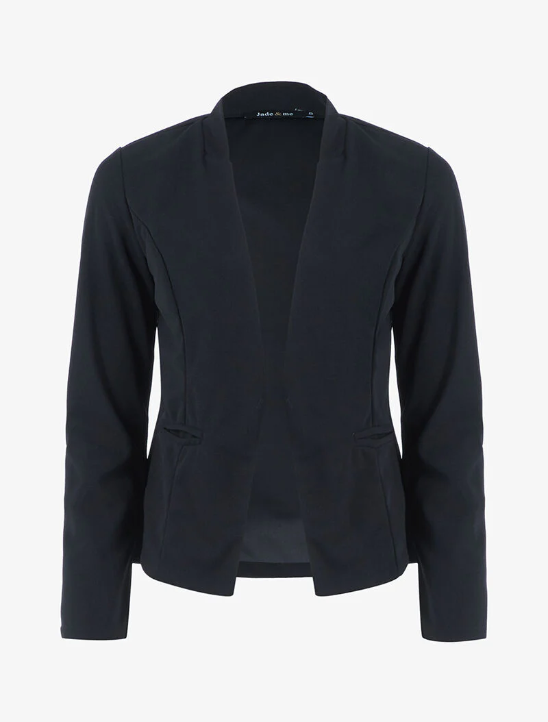 Veste fluide coupe droite à col montant - noir