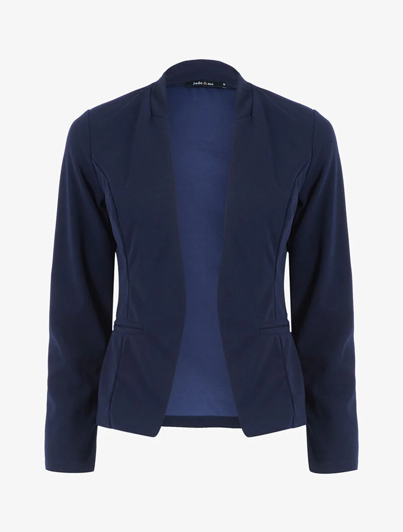 Veste fluide coupe droite à col montant - marine
