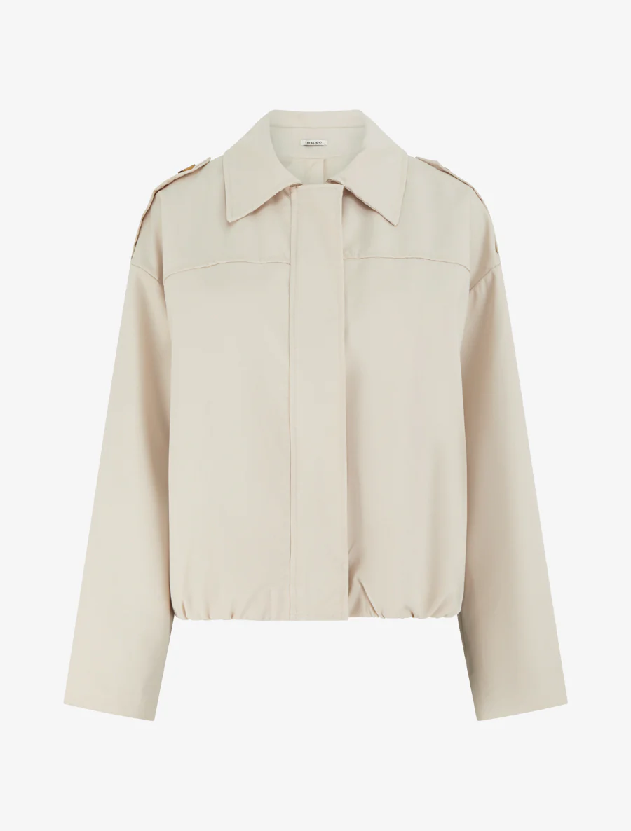 Veste fluide unie zippée - Beige