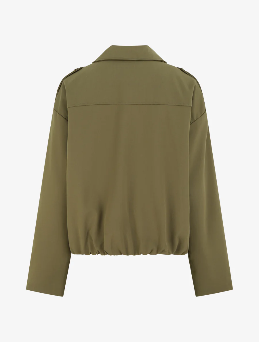Veste fluide unie zippée - Kaki - Image 2