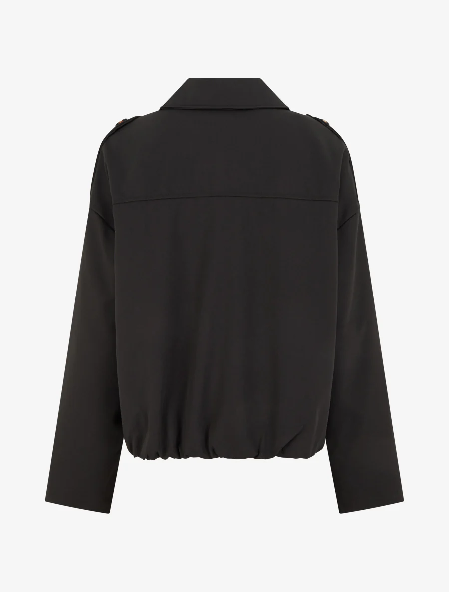 Veste fluide unie zippée - Noir - Image 2