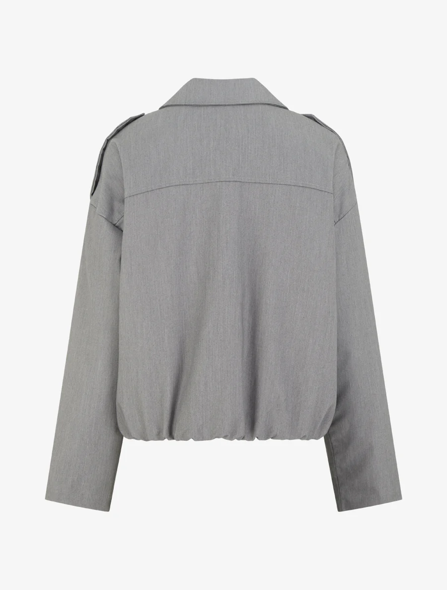 Veste fluide unie zippée - Gris - Image 2