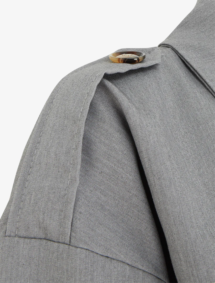 Veste fluide unie zippée - Gris - Image 3