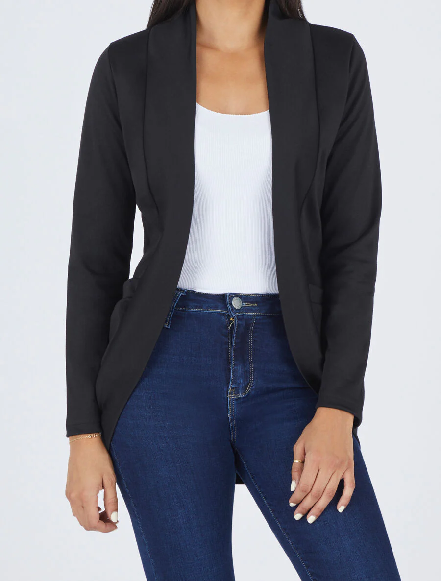 Veste légère ouverte à poches plaquées - Noir - Image 4