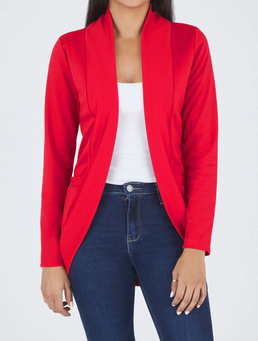 Veste légère ouverte à poches plaquées - Rouge - Image 4