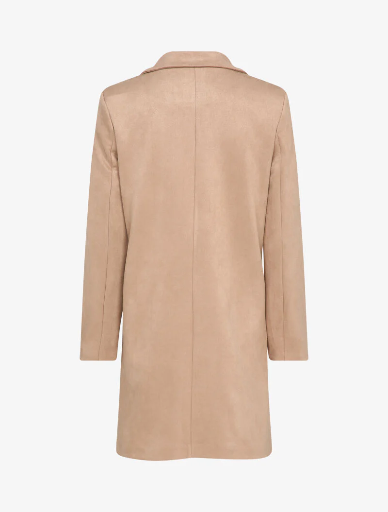 Veste longue en suédine - Beige - Image 2