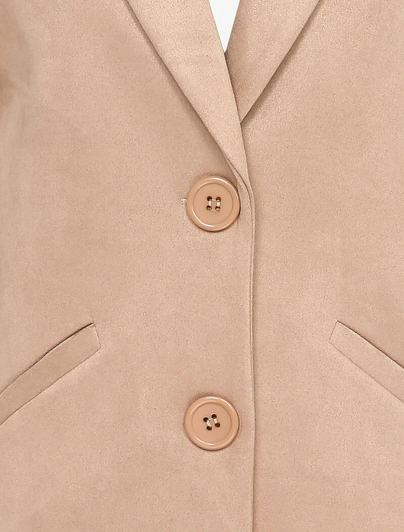 Veste longue en suédine - Beige - Image 3