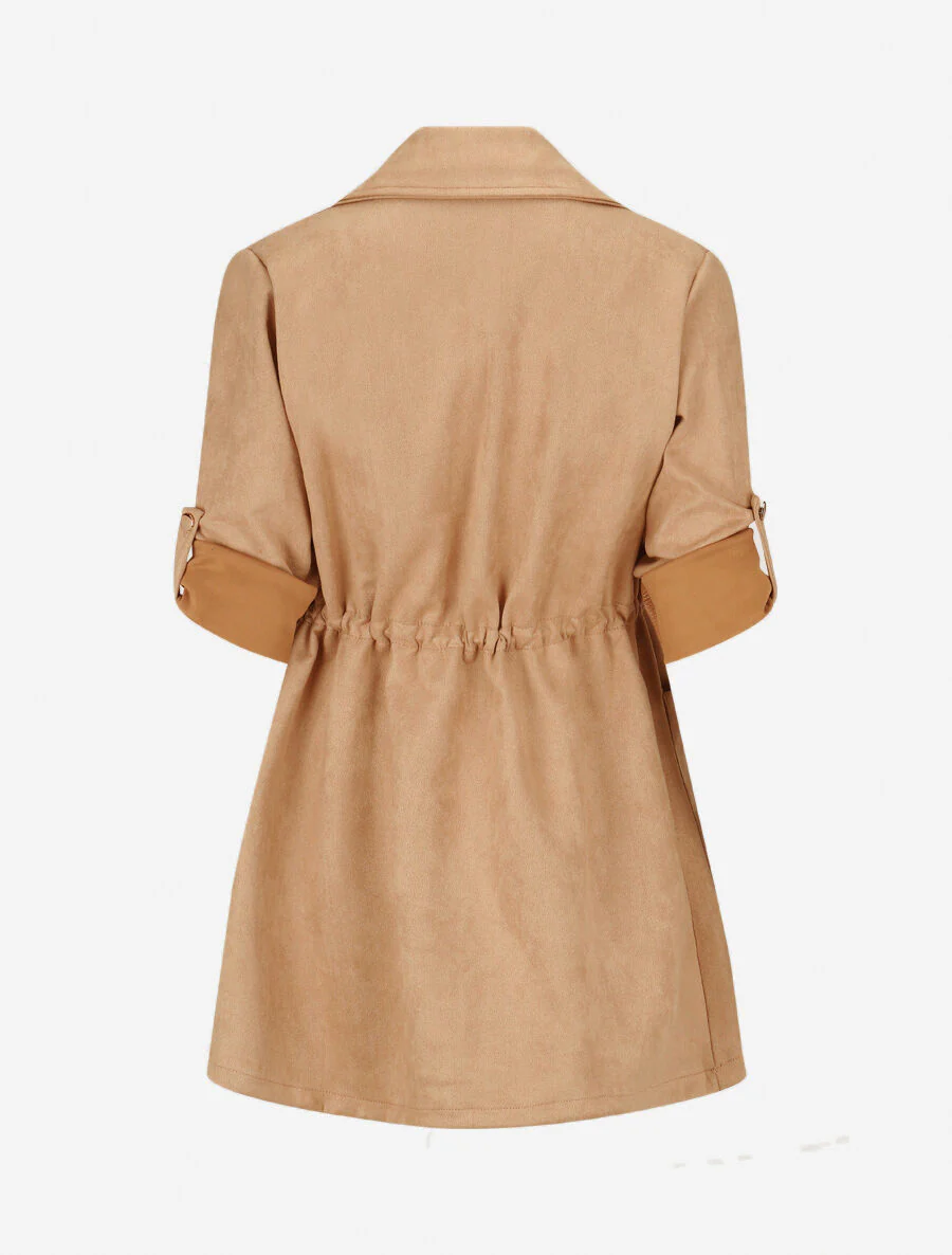 Veste longue en suédine - Camel clair - Image 2