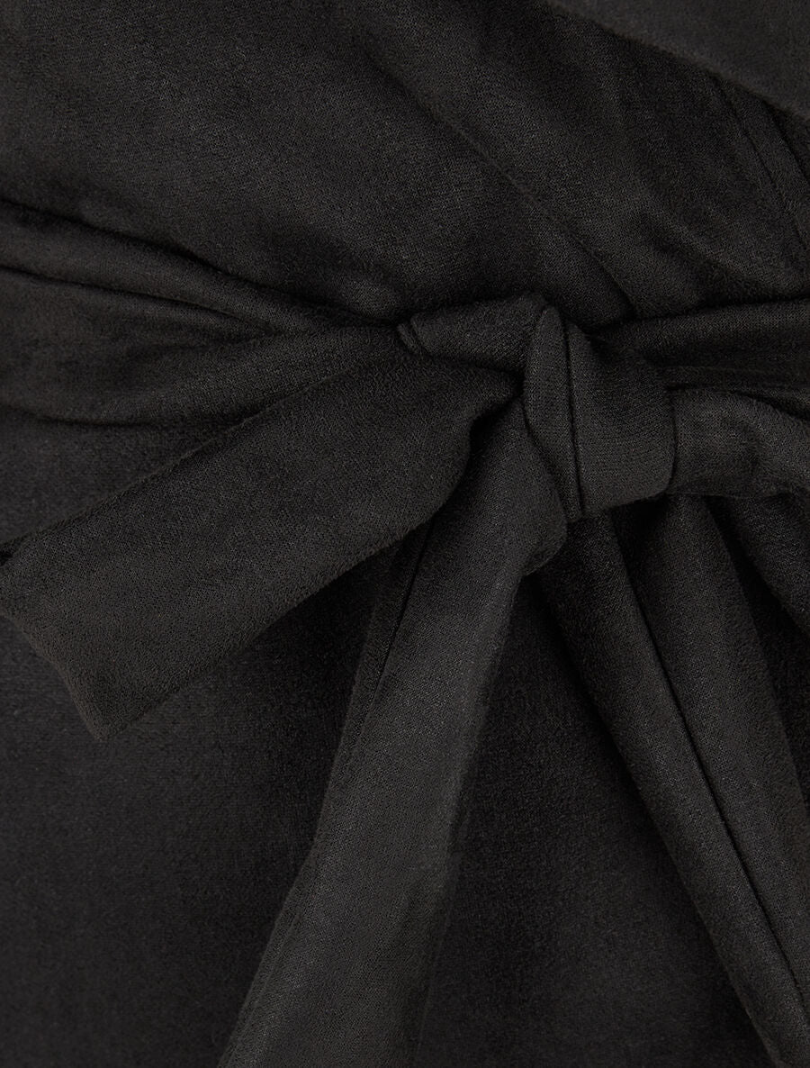 Veste longue unie en suédine - Noir - Image 3