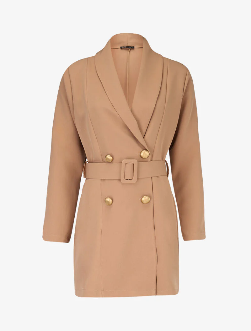 Veste mi longue ceinturée - camel