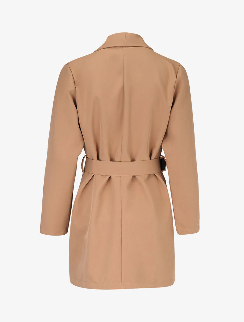Veste mi longue ceinturée - camel - Image 2