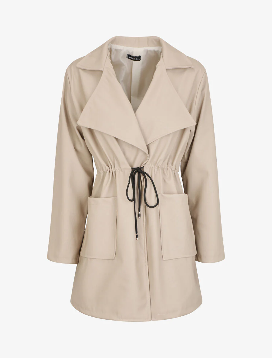 Veste mi-longue en simili - Beige