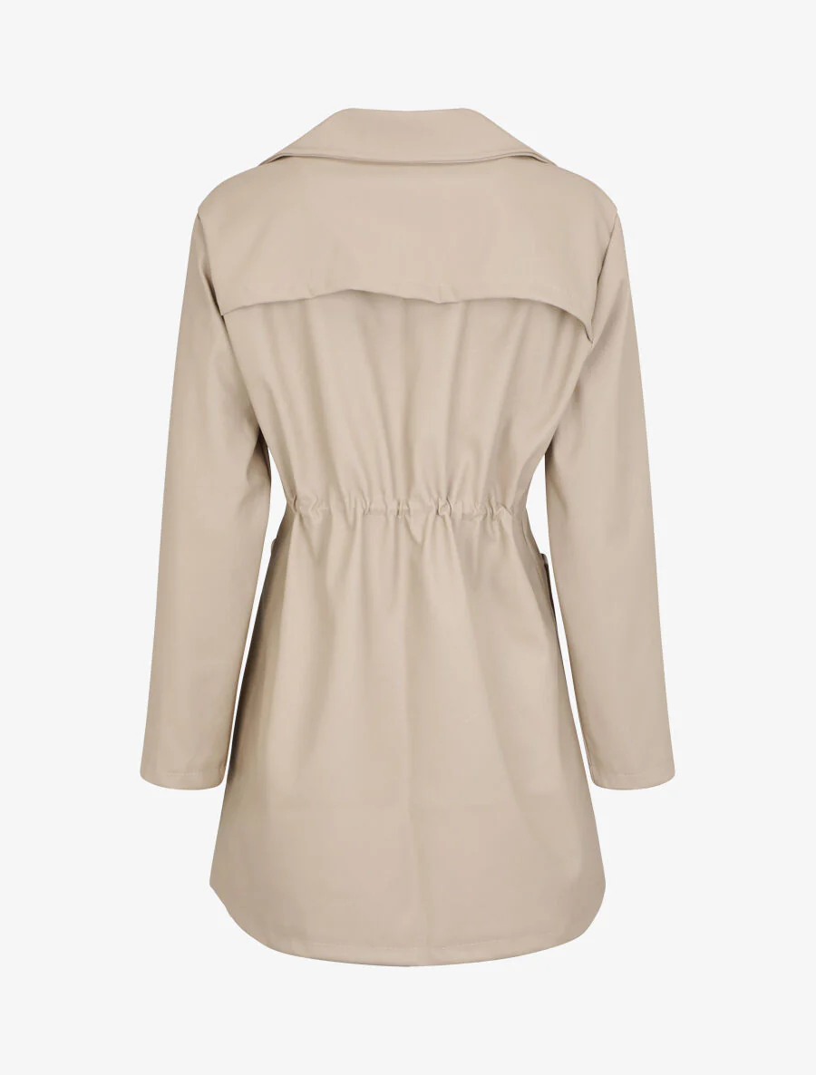 Veste mi-longue en simili - Beige - Image 2