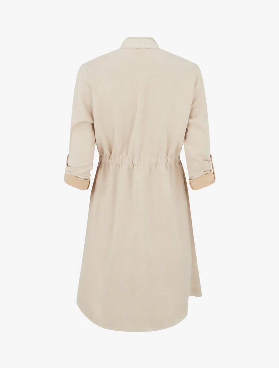Veste mi-longue en suédine - Beige - Image 2
