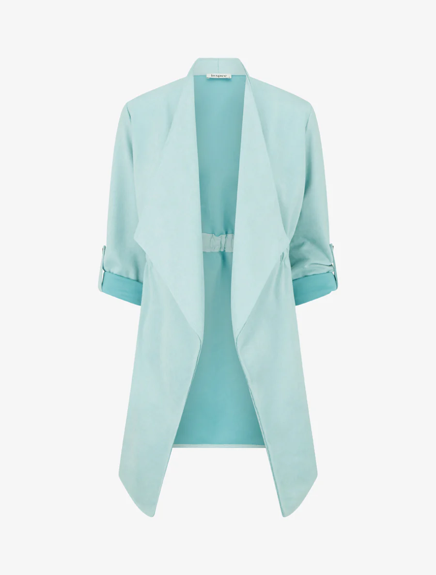 Veste mi-longue en suédine - Bleu clair
