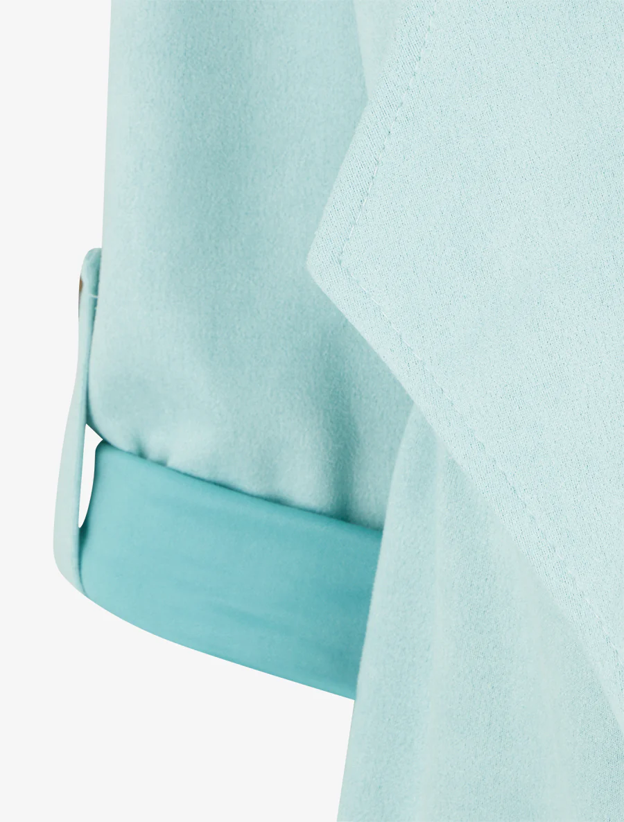 Veste mi-longue en suédine - Bleu clair - Image 3