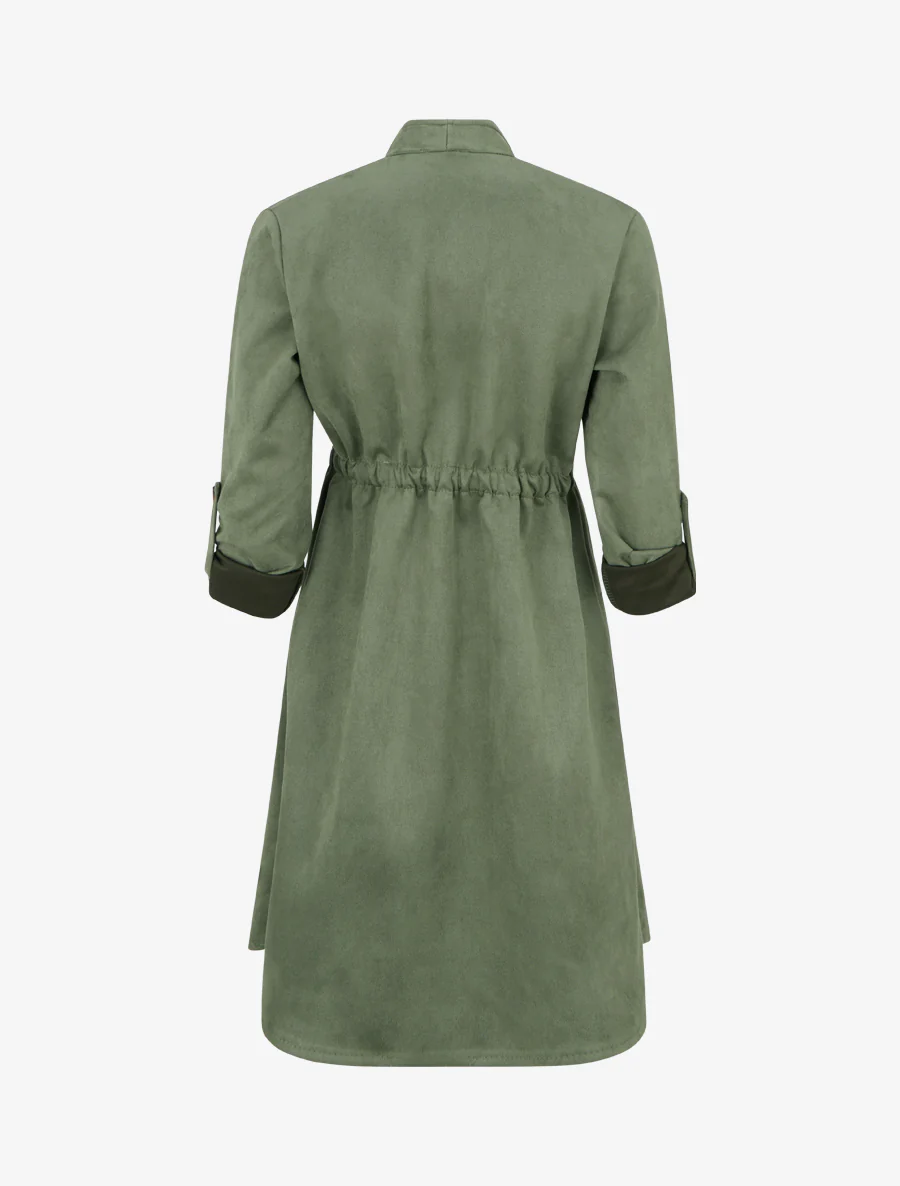 Veste mi-longue en suédine - Kaki - Image 2