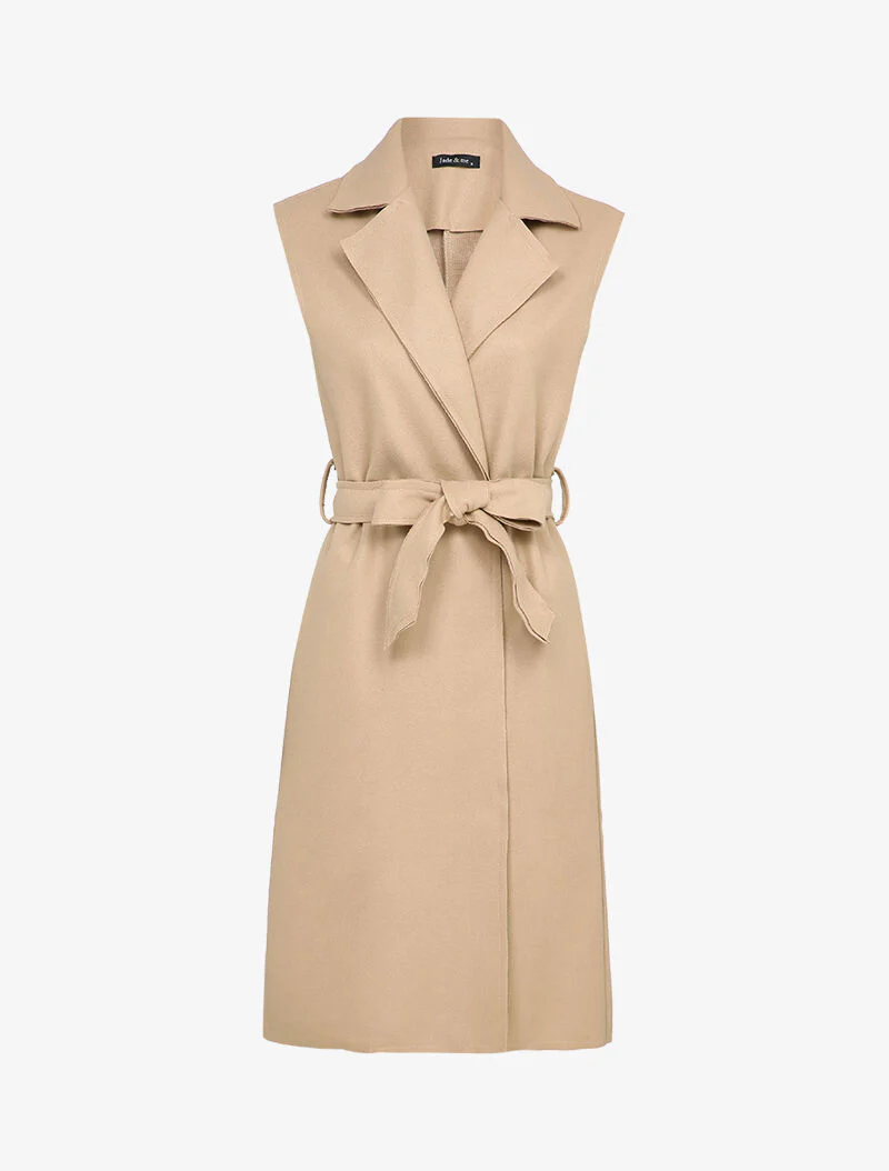 Veste mi-longue sans manches - Beige