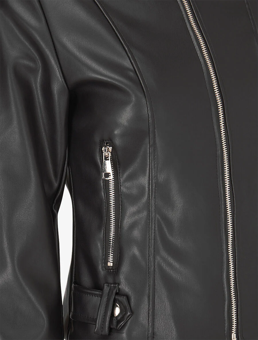 Veste moulante en simili - Noir - Image 3