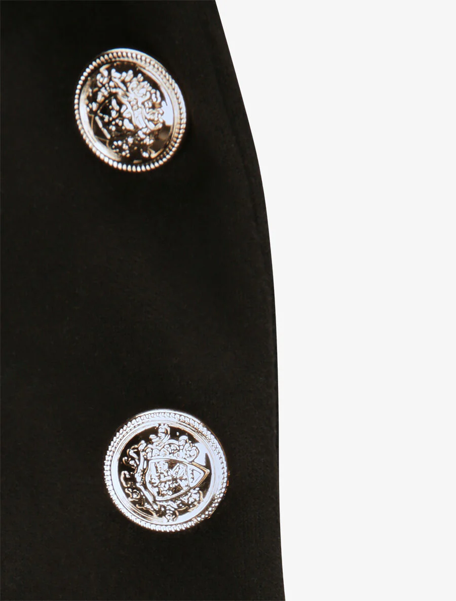 Veste officier cintrée en suédine - Noir - Image 3