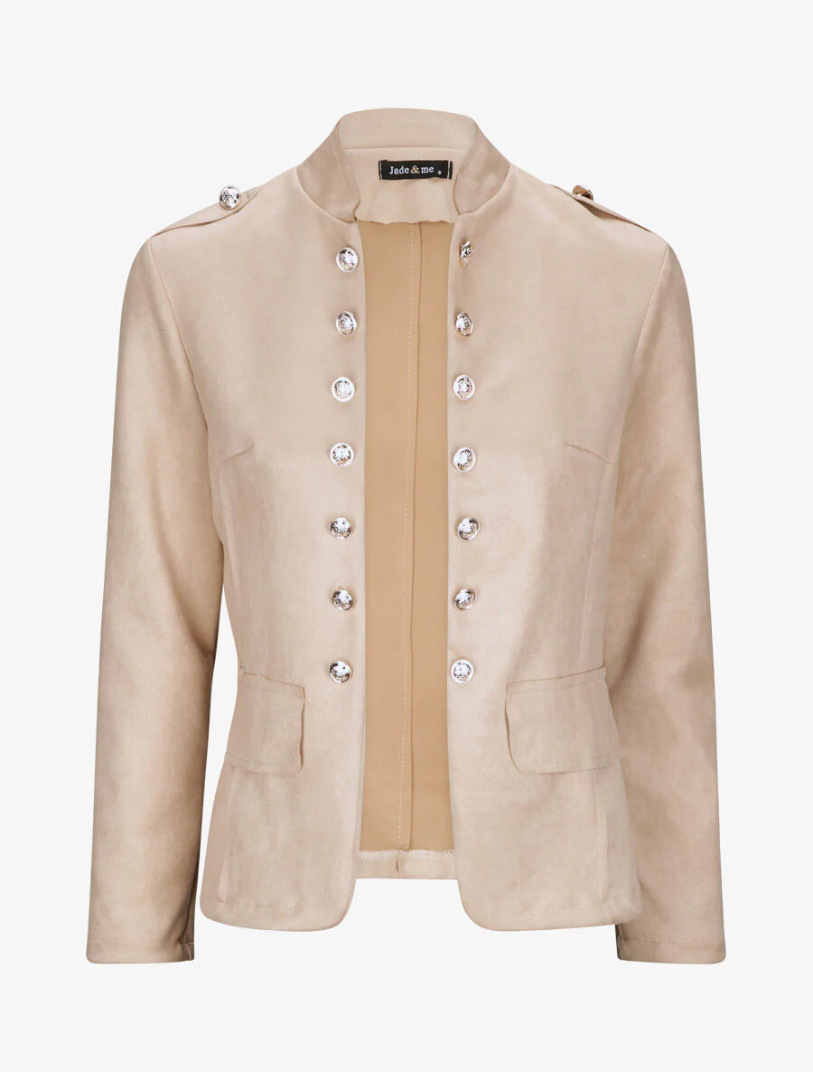 Veste officier cintrée en suédine - Beige